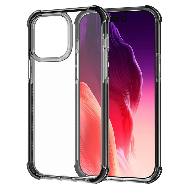 Für iPhone 15 Pro Max Four Corner Drop-proof Phone Case TPU + Acryl Transparente Abdeckung - Schwarz+Schwarz