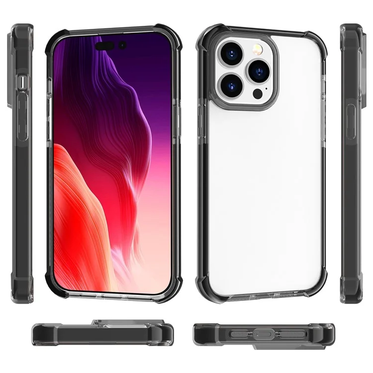 Für iPhone 15 Pro Max Four Corner Drop-proof Phone Case TPU + Acryl Transparente Abdeckung - Schwarz+Schwarz