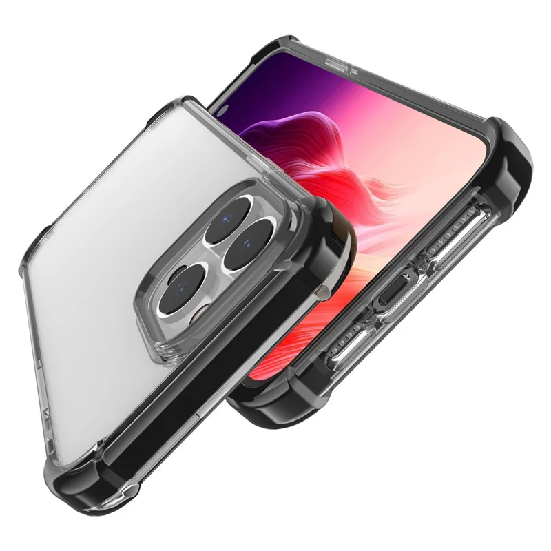 For iPhone 15 Pro Case Four Corners Anti Drop Clear TPU + TPE + PC Phone Coverr - Black