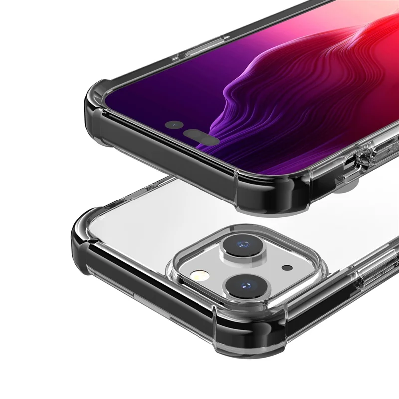 Capa para iPhone 15 com Proteção de Quatro Cantos Antichoque - Transparente em TPU + TPE + PC - Preto
