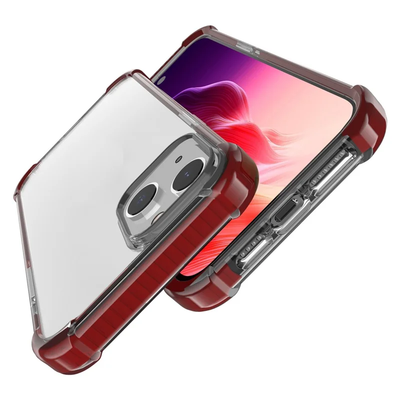 For iPhone 15 Case Four Corners Anti Drop Clear TPU + TPE + PC Phone Cover - Transparent Brown