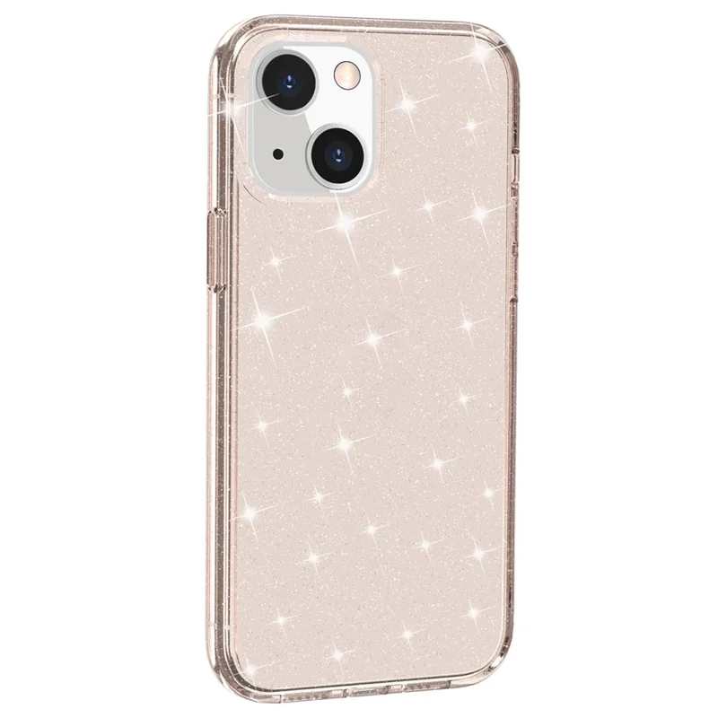 For iPhone 15 Plus Sparkly Glitter Protective Case Shockproof Hard PC + Soft TPU Phone Cover - Gold