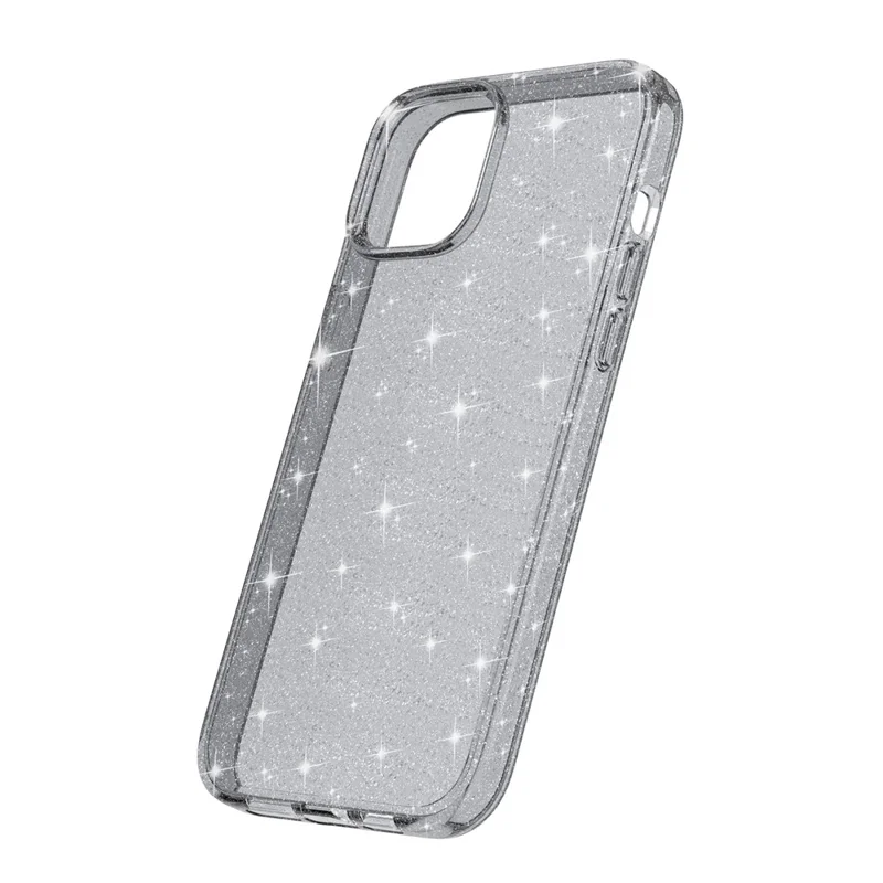 Für iPhone 15 Plus Sparkly Glitter Protective Case Stoßfestes Hardcase + Soft TPU Phone Cover - Grau