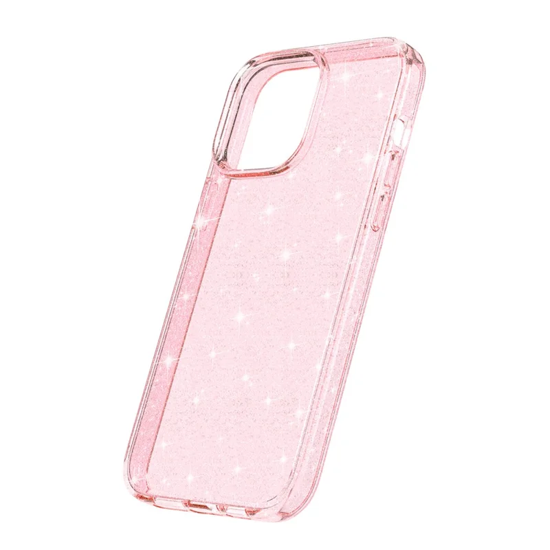 For iPhone 15 Pro Max Sparkly Glitter Protective Case Hard PC + Soft TPU Anti-scratch Phone Cover - Pink