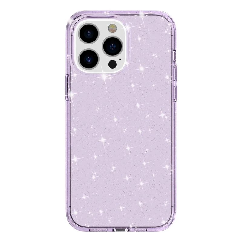 For iPhone 15 Pro Max Sparkly Glitter Protective Case Hard PC + Soft TPU Anti-scratch Phone Cover - Purple