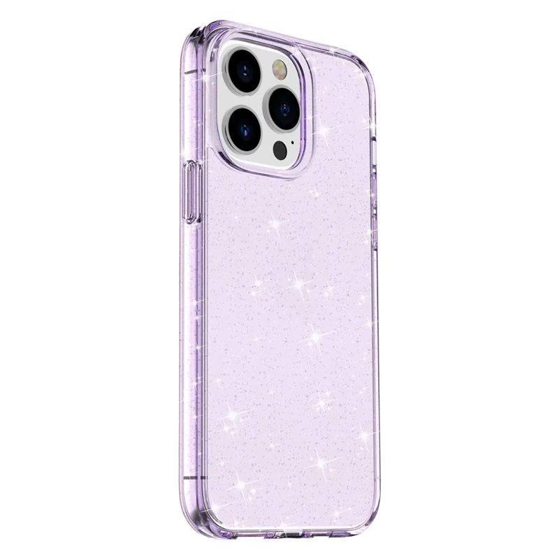 For iPhone 15 Pro Max Sparkly Glitter Protective Case Hard PC + Soft TPU Anti-scratch Phone Cover - Purple