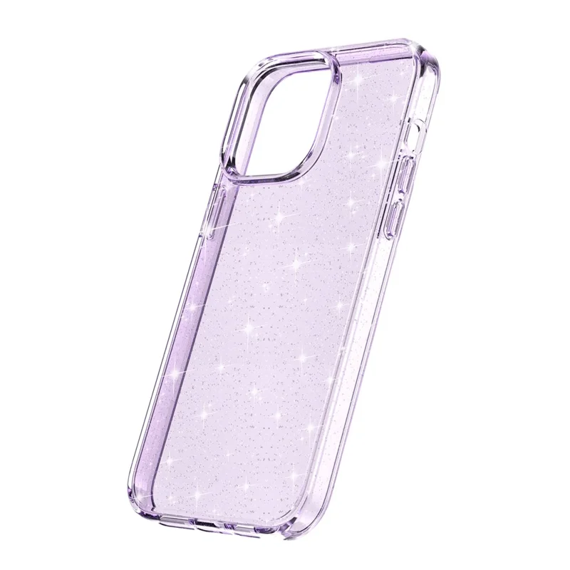 For iPhone 15 Pro Max Sparkly Glitter Protective Case Hard PC + Soft TPU Anti-scratch Phone Cover - Purple