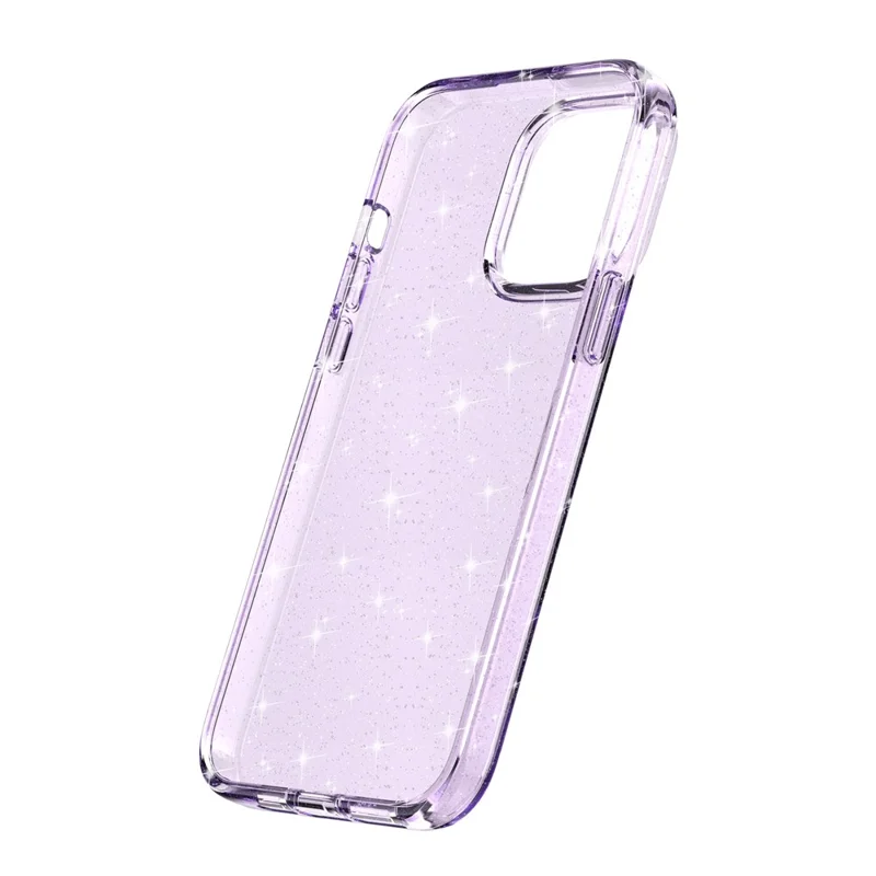 For iPhone 15 Pro Max Sparkly Glitter Protective Case Hard PC + Soft TPU Anti-scratch Phone Cover - Purple