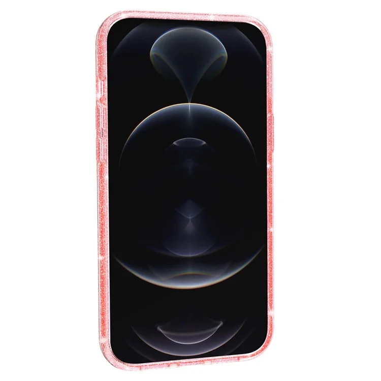 Para Iphone 15 Bump -borest Distón Protector Con Brillo Brillante PC Dura + Cubierta de Teléfono TPU Suave - Rosa