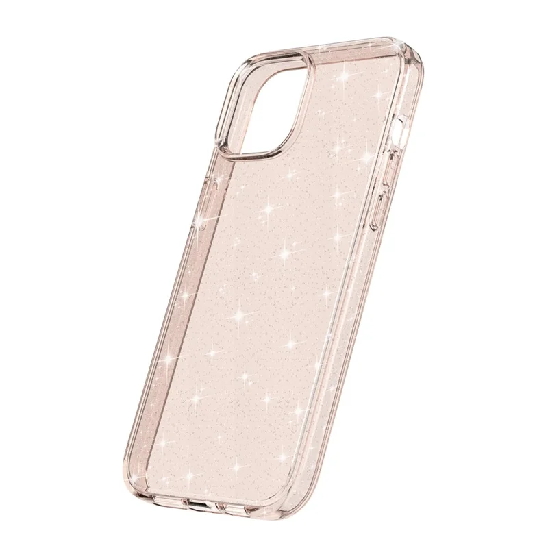 Para iPhone 15 Bump Proof Protective Case Sparkly Glitter Hard PC + Soft TPU Phone Cover - Gold