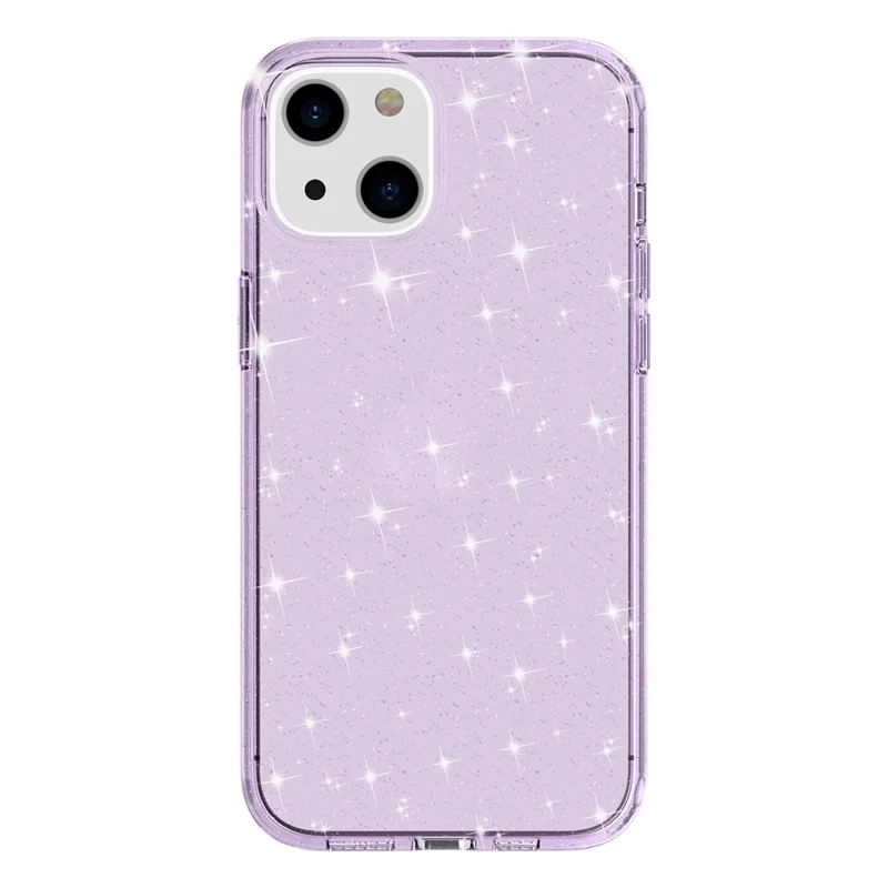 Para iPhone 15 Bump Proof Protective Case Sparkly Glitter Hard PC + Soft TPU Phone Cover - Morado