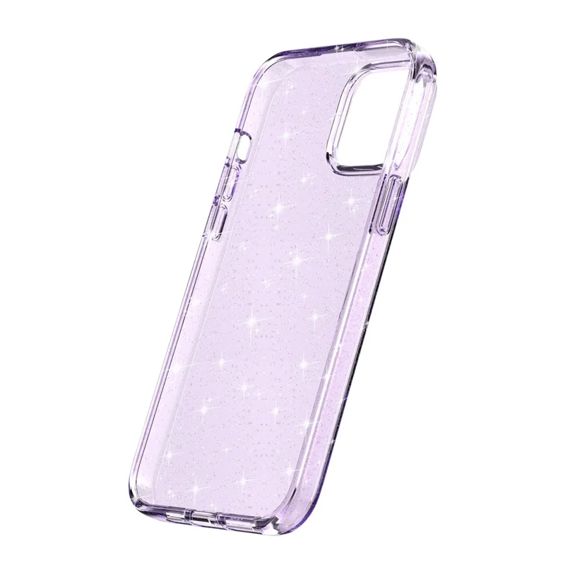Para iPhone 15 Bump Proof Protective Case Sparkly Glitter Hard PC + Soft TPU Phone Cover - Morado