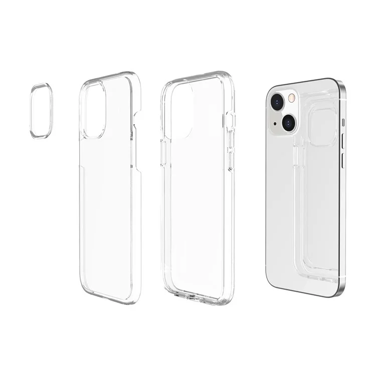 Transparente Handyhülle für iPhone 15, Hart-PC + Weich-TPU-Hülle Anti-Kratzer Hybrid-Cover - Transparent