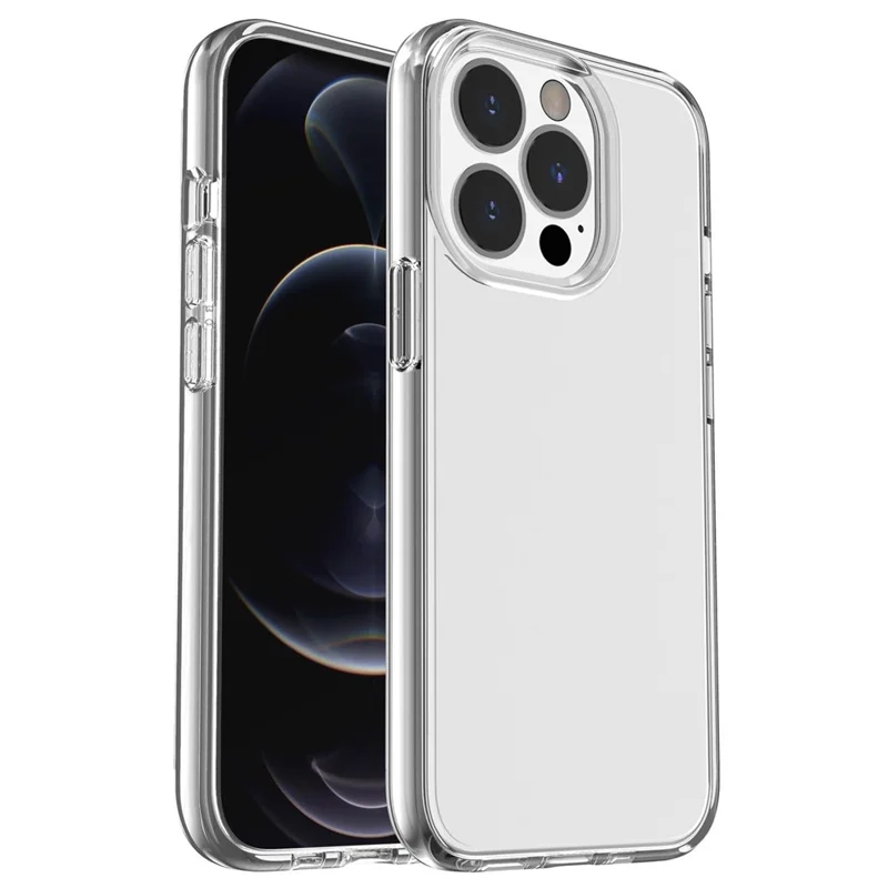 Coque de téléphone transparente pour iPhone 15 Pro Max, étui hybride antichute en PC dur + TPU souple - Transparent