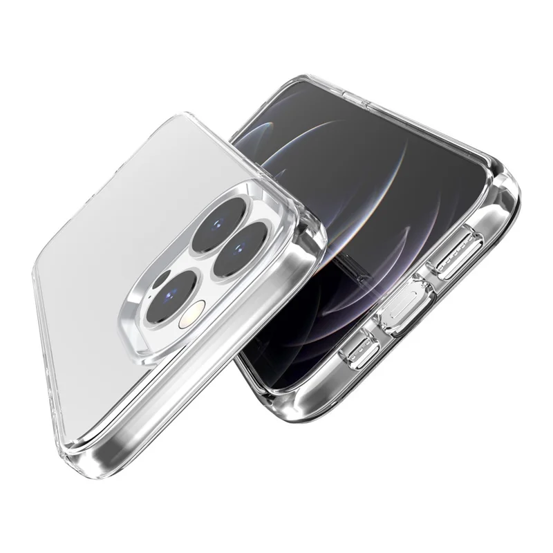Coque de téléphone transparente pour iPhone 15 Pro Max, étui hybride antichute en PC dur + TPU souple - Transparent