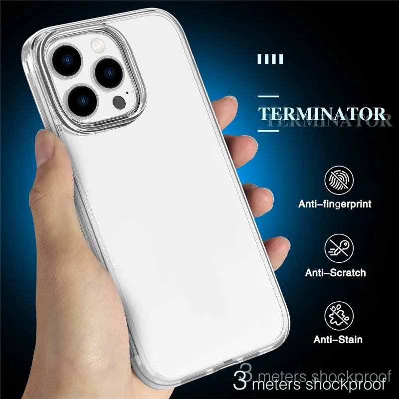 Coque de téléphone transparente pour iPhone 15 Pro Max, étui hybride antichute en PC dur + TPU souple - Transparent
