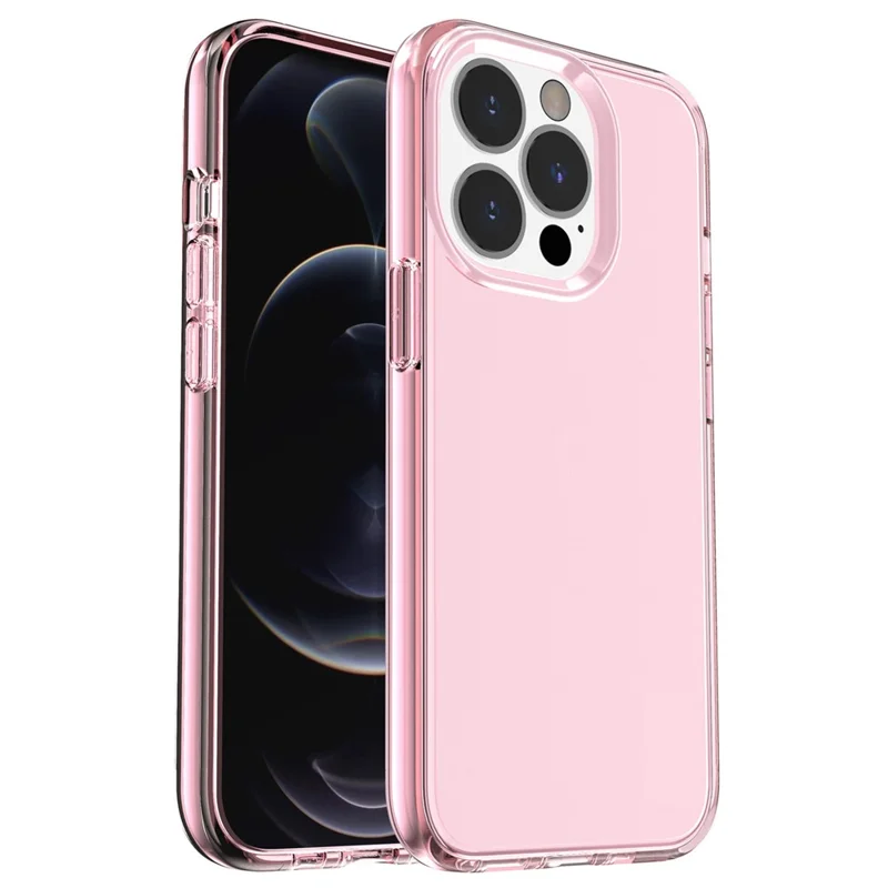 Transparent Phone Case for iPhone 15 Pro Max , Anti-fall Hard PC + Soft TPU Case Hybrid Cover - Transparent Pink