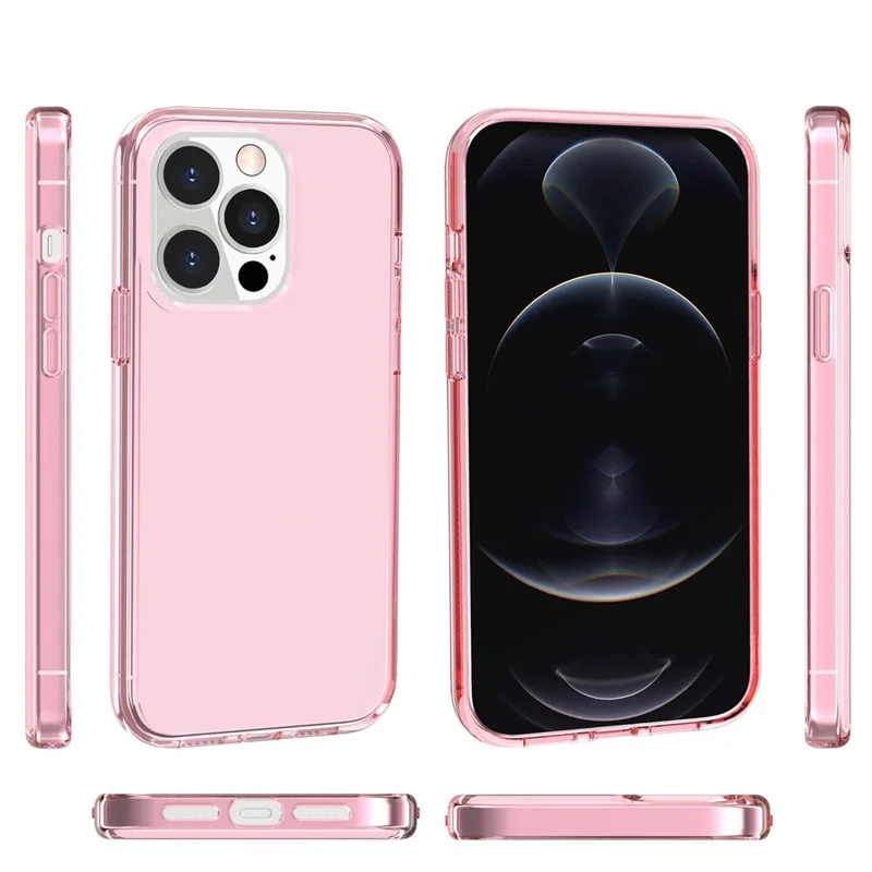 Transparent Phone Case for iPhone 15 Pro Max , Anti-fall Hard PC + Soft TPU Case Hybrid Cover - Transparent Pink