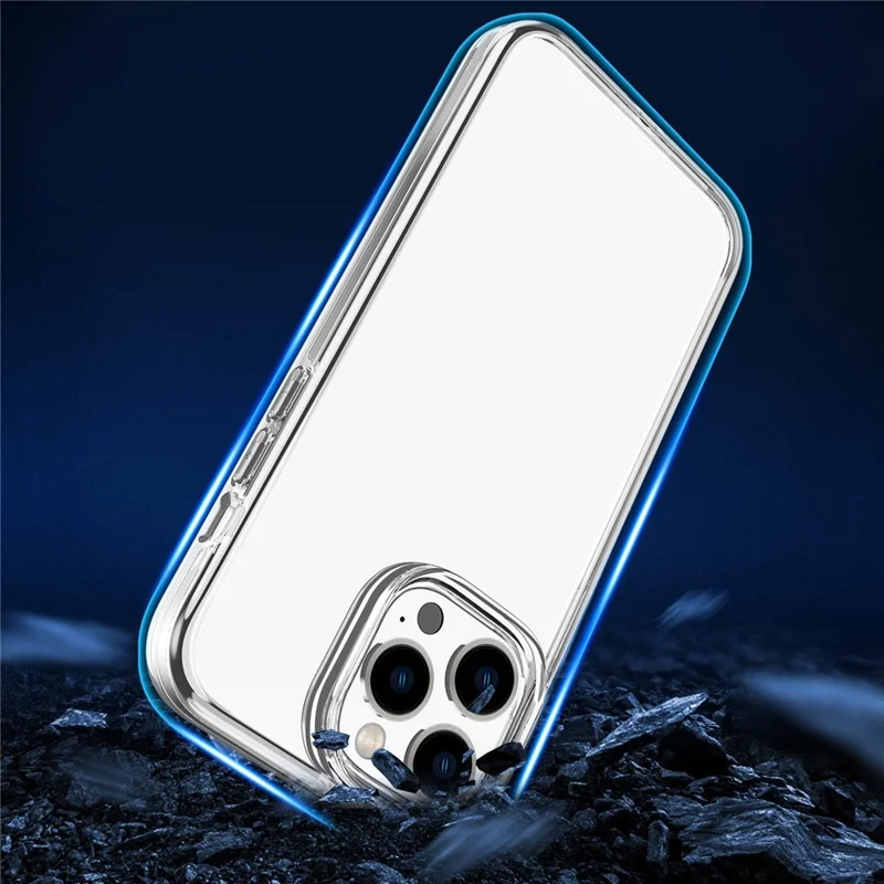 Transparent Phone Case for iPhone 15 Pro Max , Anti-fall Hard PC + Soft TPU Case Hybrid Cover - Transparent Pink