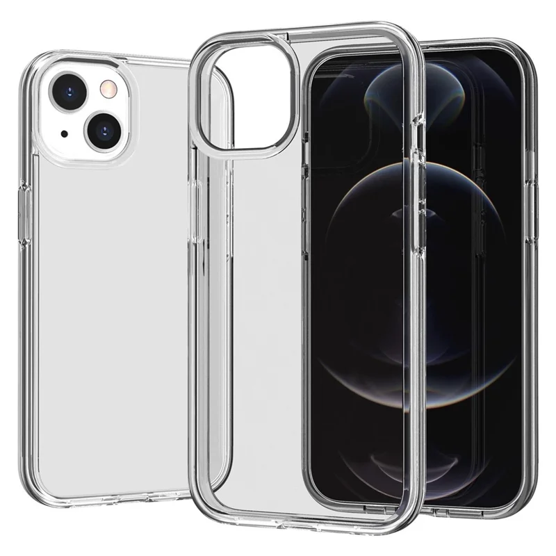 Handyhülle für iPhone 15 Plus, transparente harte PC + weiche TPU-Hülle Hybrid-Cover - transparent