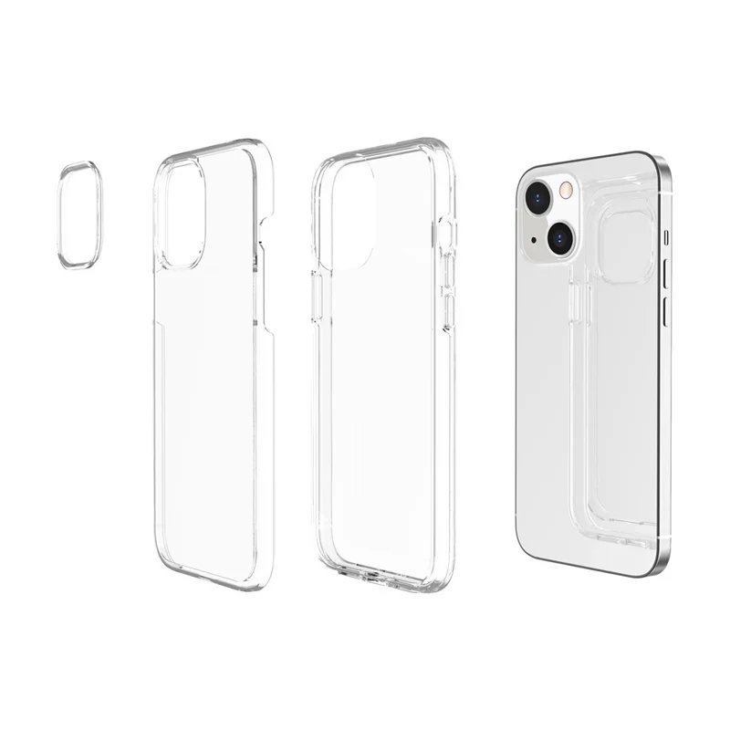 Handyhülle für iPhone 15 Plus, transparente harte PC + weiche TPU-Hülle Hybrid-Cover - transparent