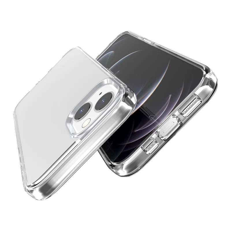 Handyhülle für iPhone 15 Plus, transparente harte PC + weiche TPU-Hülle Hybrid-Cover - transparent