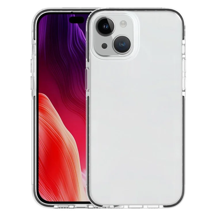Clear Phone Cover for iPhone 15 , Flexible TPU+TPE Shell Shockproof Cell Phone Case - Transparent Black