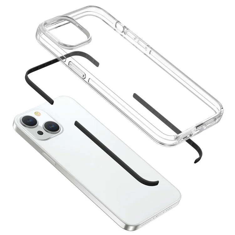 Clear Phone Cover for iPhone 15 , Flexible TPU+TPE Shell Shockproof Cell Phone Case - Transparent Black