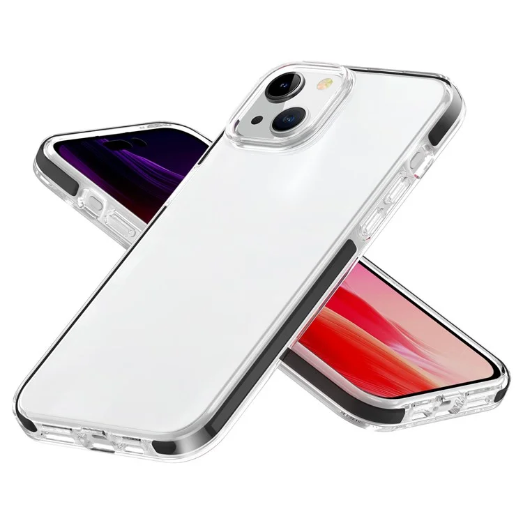Clear Phone Cover for iPhone 15 , Flexible TPU+TPE Shell Shockproof Cell Phone Case - Transparent Black