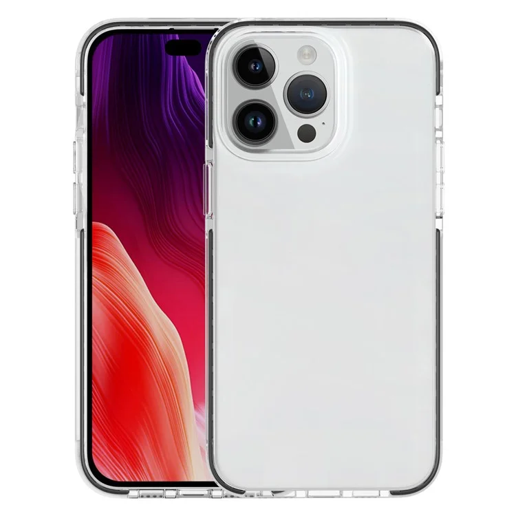 Für iPhone 15 Pro Max Flexibles TPU+TPE Klares Handyhülle Superslim Stoßfest Handyhülle Schale - Transparentes Schwarz