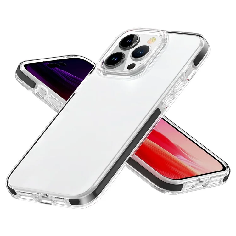 Für iPhone 15 Pro Max Flexibles TPU+TPE Klares Handyhülle Superslim Stoßfest Handyhülle Schale - Transparentes Schwarz
