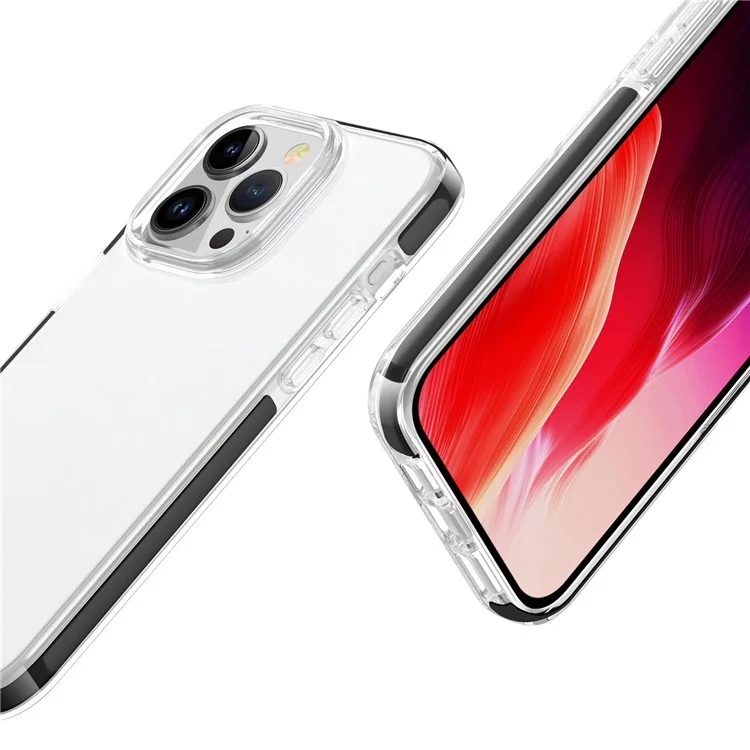Für iPhone 15 Pro Max Flexibles TPU+TPE Klares Handyhülle Superslim Stoßfest Handyhülle Schale - Transparentes Schwarz