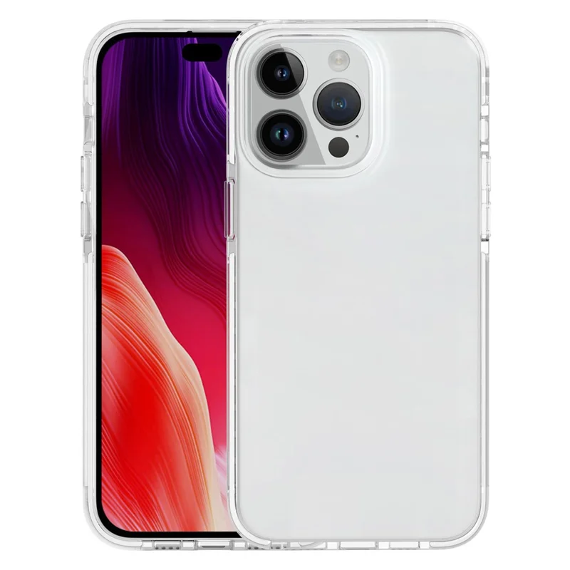 For iPhone 15 Pro Max Flexible TPU+TPE Clear Phone Cover Super Slim Shockproof Cell Phone Case Shell - White