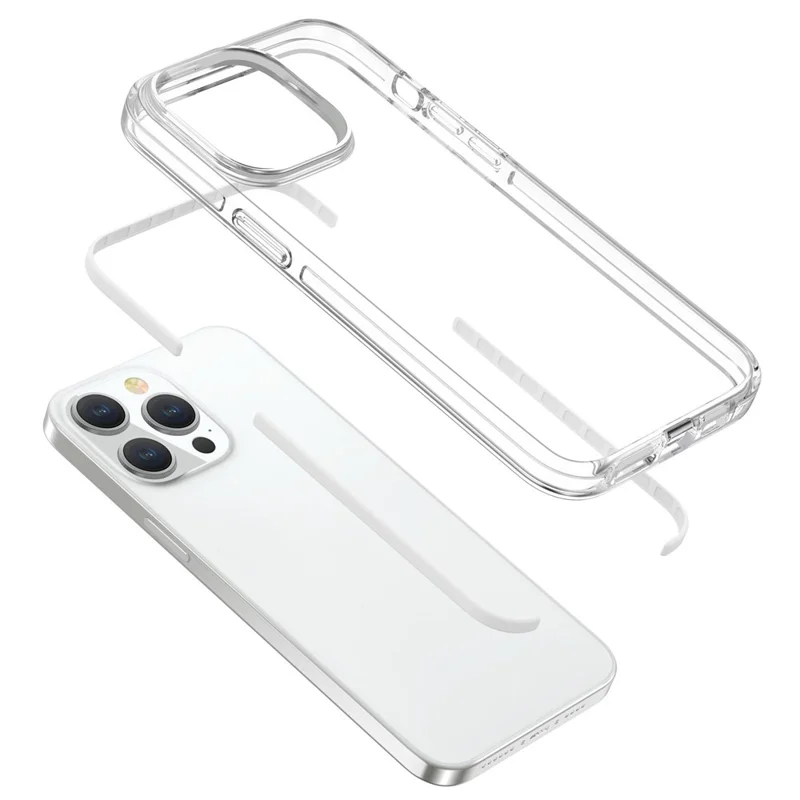 For iPhone 15 Pro Max Flexible TPU+TPE Clear Phone Cover Super Slim Shockproof Cell Phone Case Shell - White
