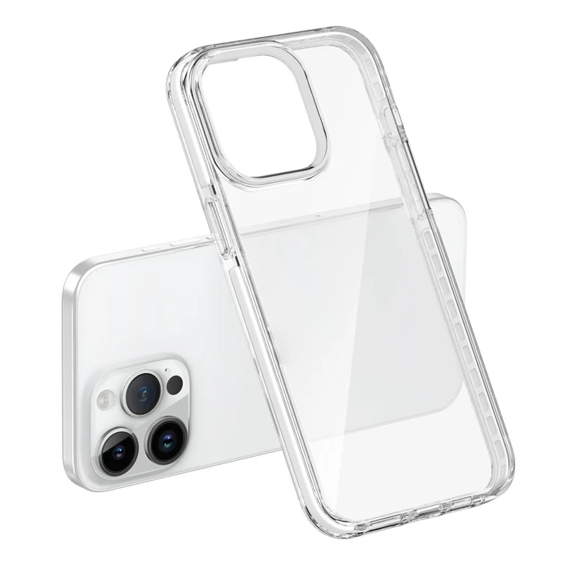 For iPhone 15 Pro Max Flexible TPU+TPE Clear Phone Cover Super Slim Shockproof Cell Phone Case Shell - White