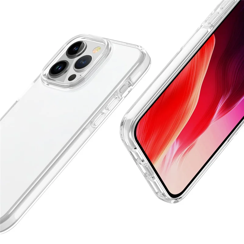 For iPhone 15 Pro Max Flexible TPU+TPE Clear Phone Cover Super Slim Shockproof Cell Phone Case Shell - White
