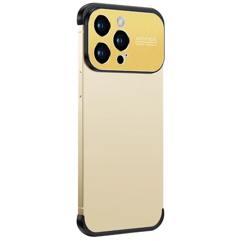 For iPhone 12 Pro Max TPU + Aluminium Alloy Slim-Fit Phone Case with Lens Frame Protection Cover - Gold
