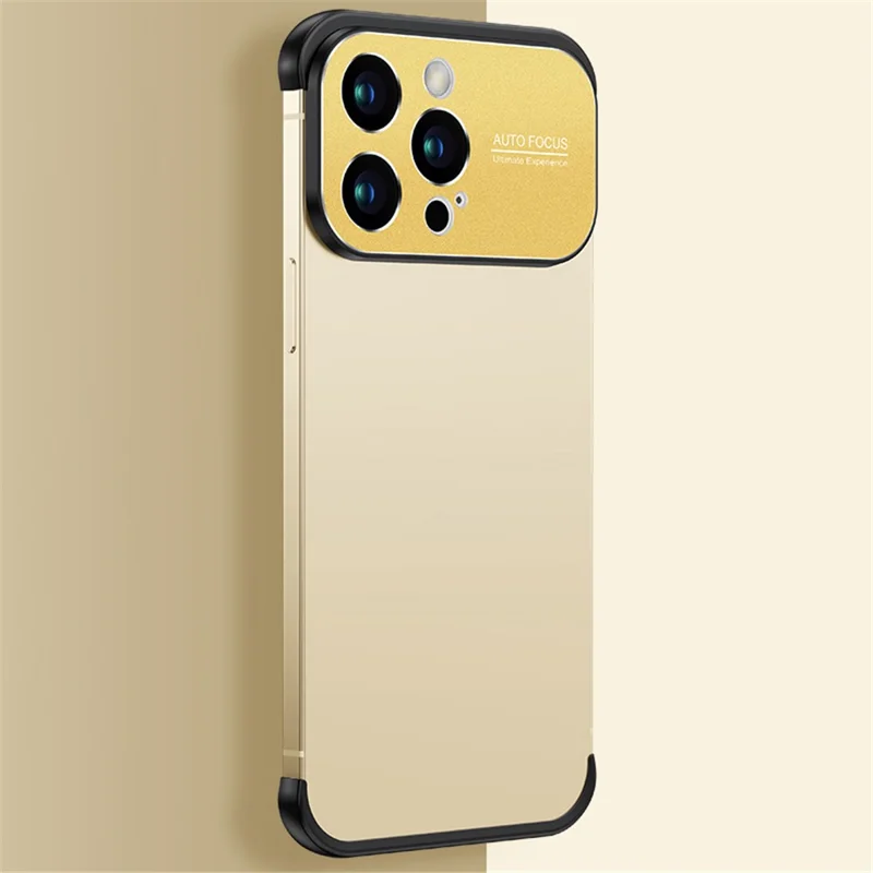 For iPhone 12 Pro Max TPU + Aluminium Alloy Slim-Fit Phone Case with Lens Frame Protection Cover - Gold