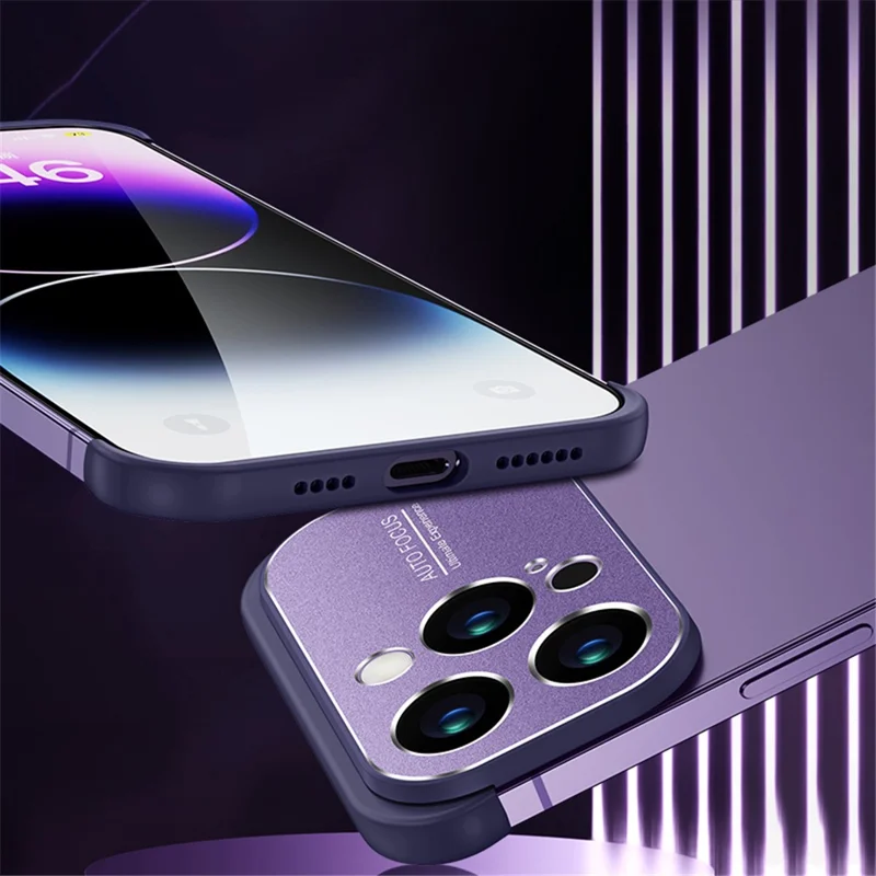 For iPhone 12 Pro Max TPU + Aluminium Alloy Slim-Fit Phone Case with Lens Frame Protection Cover - Gold