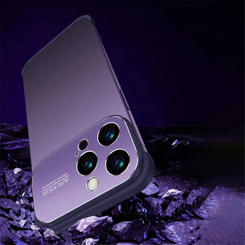 For iPhone 12 Pro Max TPU + Aluminium Alloy Slim-Fit Phone Case with Lens Frame Protection Cover - Gold