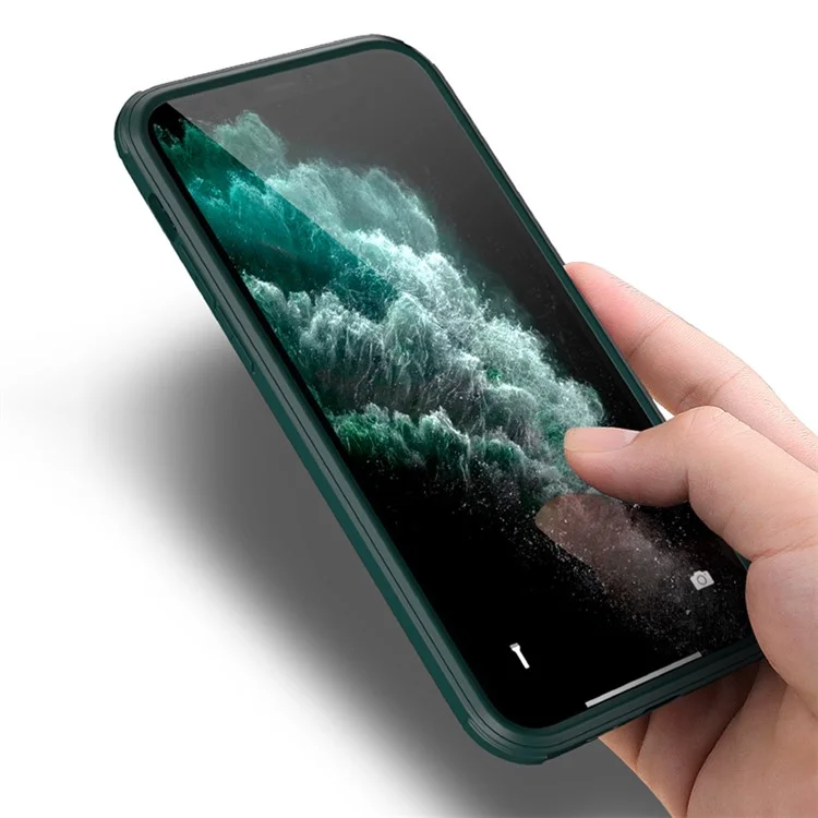 Pour iPhone XS Double-Sided Tempered Glass Phone Case Silicone Frame Shockproof Cover - Midnight Green