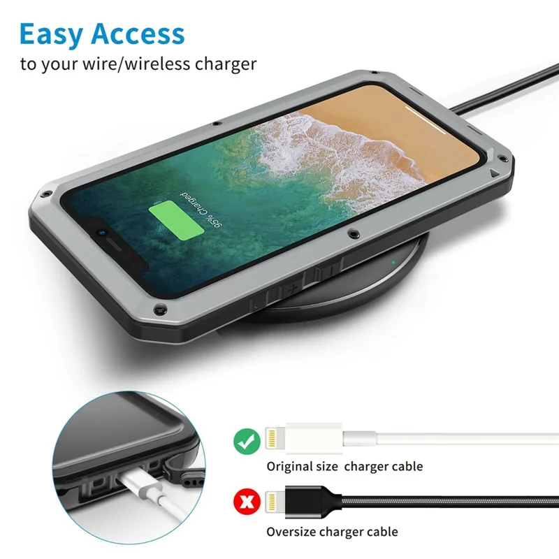 For iPhone 15 Pro Max Anti-drop Phone Case Silicone+PC+Metal Cover with Tempered Glass Film - Silver