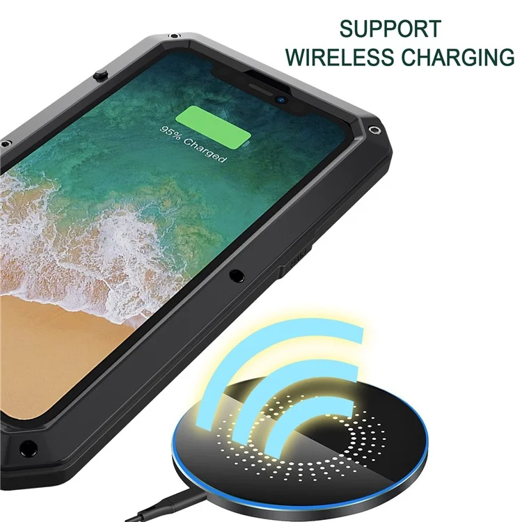 Phone Case with Tempered Glass Film for iPhone 15 , Silicone+PC+Metal Anti-drop Phone Cover - Black