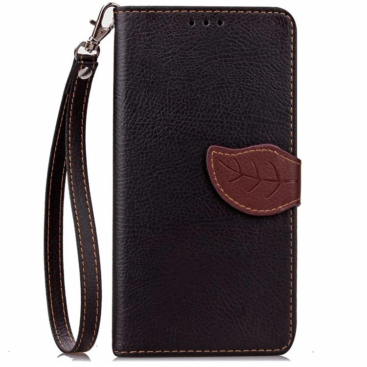 Leaf Shape Magnetic Flap Leather Wallet Case for iPhone 8 / 7 4.7 inch - Black