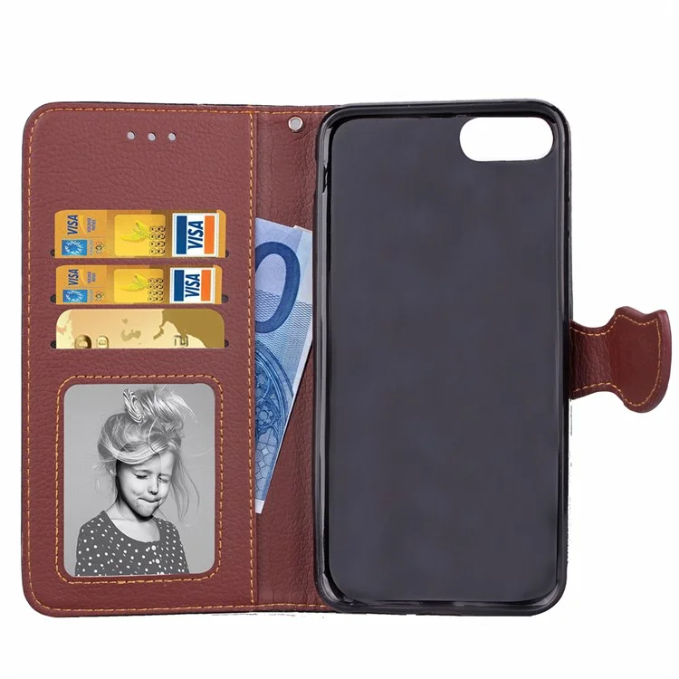 Leaf Shape Magnetic Flap Leather Wallet Case for iPhone 8 / 7 4.7 inch - Black