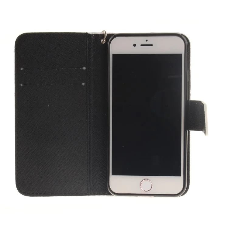 Leather Wallet Stand Cover with Wrist Strap for iPhone 8 / 7 4.7 inch - Panda