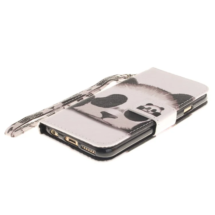 Leather Wallet Case Cover with Wrist Strap for iPhone 6s 6 4.7 - Panda