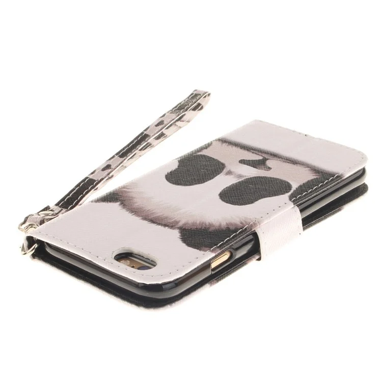 Leather Wallet Case Cover with Wrist Strap for iPhone 6s 6 4.7 - Panda