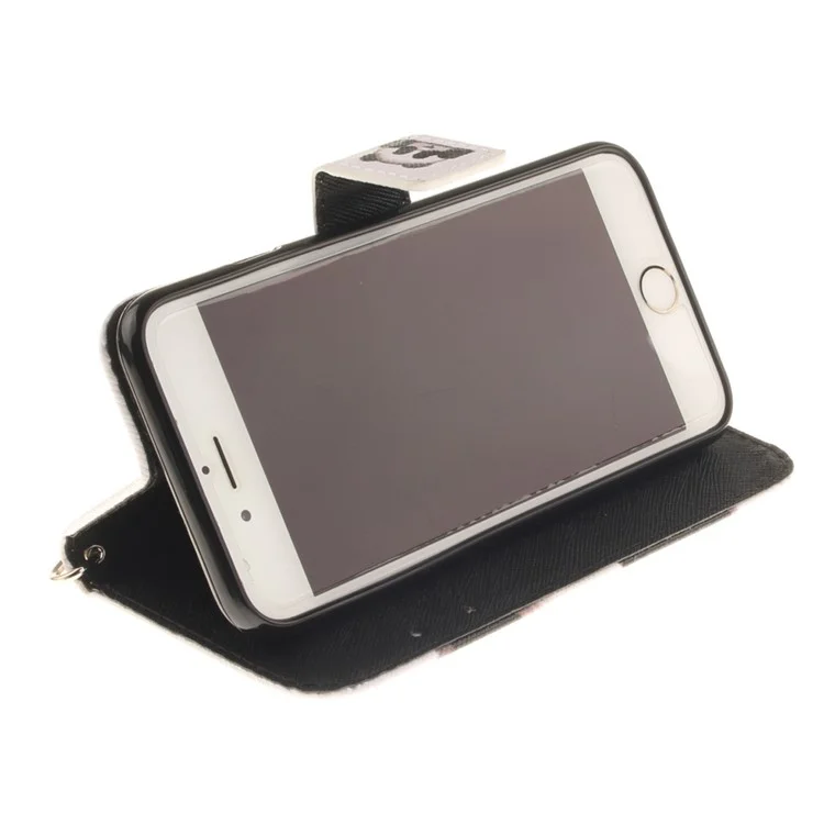 Leather Wallet Case Cover with Wrist Strap for iPhone 6s 6 4.7 - Panda