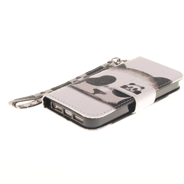 Caixa de Suporte de Couro Padronizado Para Iphone Se/5s/5 Com Cinta de Pulso - Panda